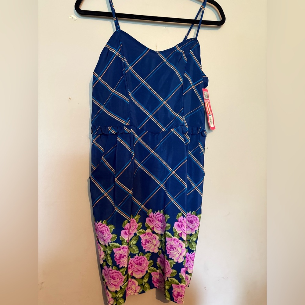 Blue Floral Spaghetti Strap Dress